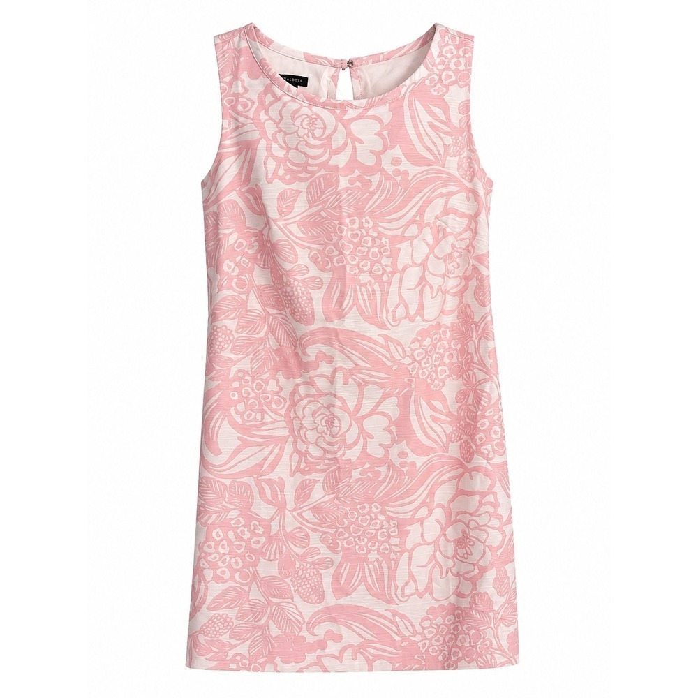 Talbots Pink White Floral Shift Dress Size 2 Sleeveless Cotton